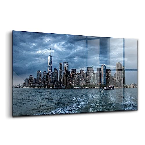 Verre d'art Panorama de la ville de New York Wallfluent 140x70cm