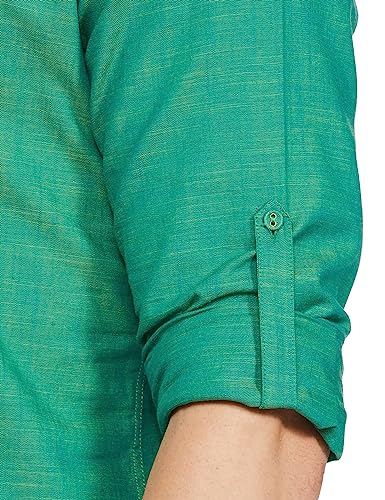Image of Amazon Brand - Symbol Men's Solid Cotton Slub Short Kurta (Regular Fit)