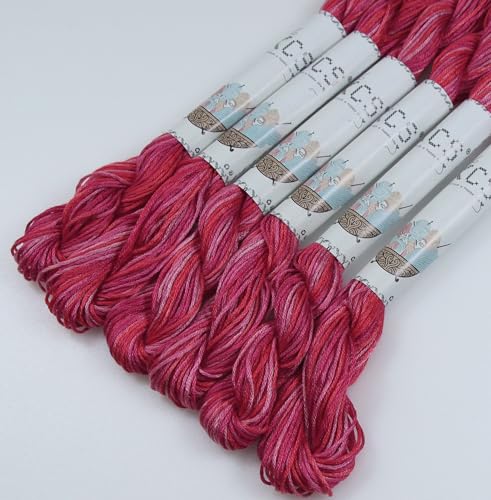 Image of KCS Big skeins of 25 Meters Size 25 Color Variegated Cross Stitch Stranded Threads,6 skeins,4200