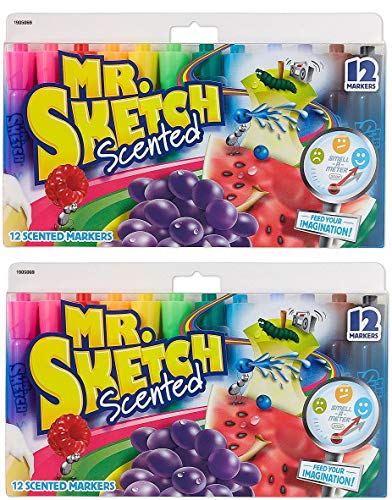 Mr. Sketch Scented Markers, Chisel-Tip, Assorted Colors, 24-Count