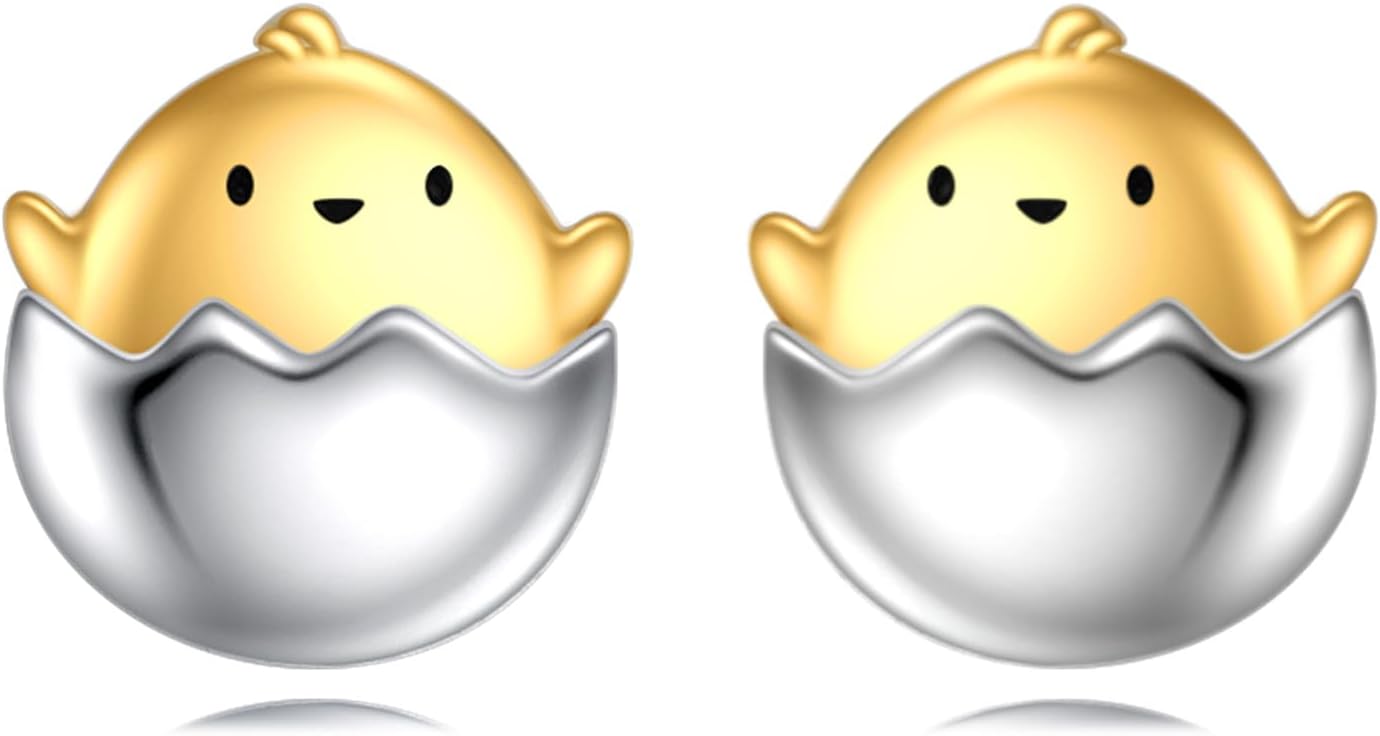 URONE Animal Stud Earrings 925 Sterling Silver Cute Dinosaur/Cat/Pig/Elephant/Tiger/Penguin/Chicken/Hedgehog Earrings Animal Jewelry Gifts For Women