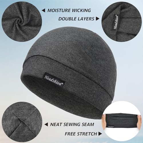 Headshion Cotton Skull Caps for Men Women,4-Pack Lightweight Beanie Sleep Caps Chemo Headwear 4 Grey