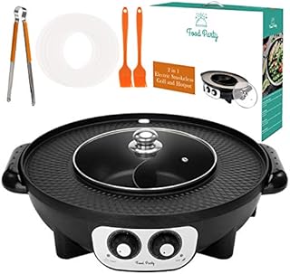 Food Party 2 in 1 Electric Smokeless Grill and Hot Pot