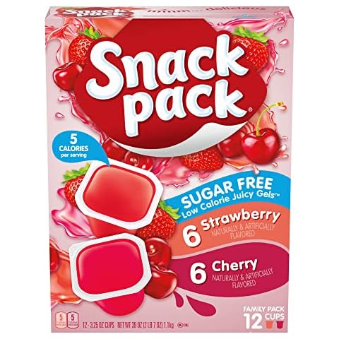 Snack Pack Sugar-Free Strawberry & Cherry Flavored Low Calorie Juicy Gels Family Pack, 3.25 oz 12 ct Cover