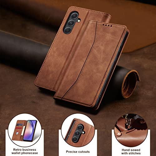 Image of Jasonyu Case for Samsung Galaxy A54 Flip Case, Brown