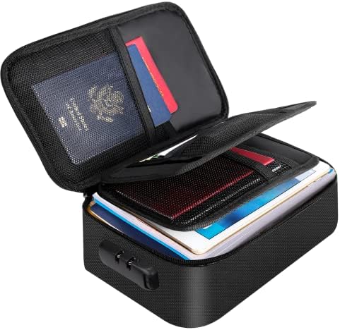 ENGPOW Small Fireproof Storage Organizer Case with Lock, 9”x 5.3”...
