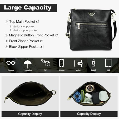 Leather Crossbody Bags for Women Medium Size, Trendy Soft Cross Body Bag for Woman 2024, Women's Crossbody Purses Travel3