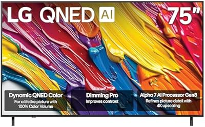 LG 75-Inch Class QNED AI 4K QNED82A Series Smart TV w/AI Sound, HDR10, 4K Super Upscaling, Filmmaker Mode, Wow Orchestra, Alexa Built-in (75QNED82AUA, 2025)