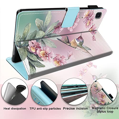 Compatible With Samsung Galaxy Tab A7 Lite 8.7 Inch Case 2021(Model Sm-T220/T225/T227),Floral Hummingbird Galaxy A7 Lite Case Cover,Pencil Holder,Leather #TOP3