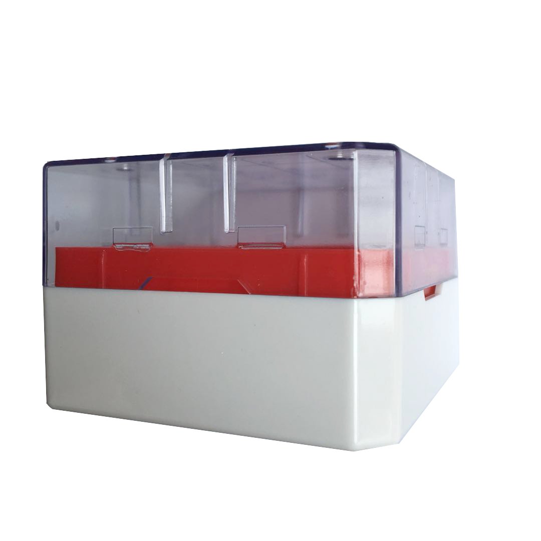 MUHWA Caja Criogénica de Policarbonato, 25 Posiciones (5×5), 75×75×52 mm, Rojo, de Laboratorio
