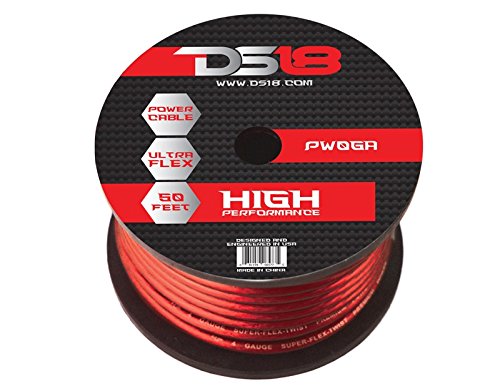 DS18 PW-0GA-50RD-2pk 50-Feet 0-Gauge Ultra Flex Power Cable (Red), Set of 2