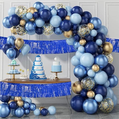 Image of 5 Pack 10 Feet Blue Fringe Garland Metallic Tinsel Streamers Fringe Backdrop Banner for Parade Floats Birthday Party Decorations Halloween Christmas Decoration