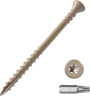 #10 Deck Screws 2-1/2 Inch Reverse Thread Composite Deck Screws Torx Drive Rust Resistant Epoxy Coated Exterior Wood Screw (1lb, 67pcs), Tan