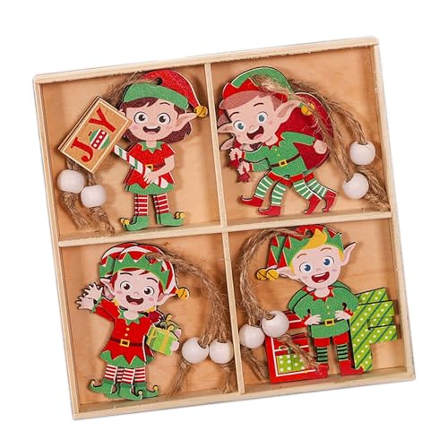 ECOMISTIQ®12 Pieces Wooden Christmas Ornaments Rustic Pendants for Wall Party Festival Elf|Home & Garden | Holiday & Seasonal Décor| Christmas &...