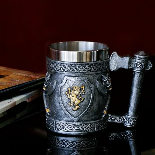 Vaso Medieval con Hachas Vikingas Acero Inoxidable 14 oz miniatura 1