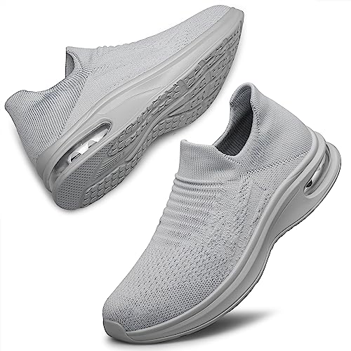 Best Women's Shoes to Wear Without Socks: Comfy & Stylish Picks 11 YHOON Womens Sneakers Slip on Running Shoes Tennis Shoes Lightweight Gym Outdoor Sock Shoes Light Grey Size 7.5