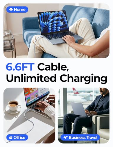 Image of LISEN MacBook Air Charger Magnetic 140W Magsafe 3 Cable, Sky Blue 6.6FT