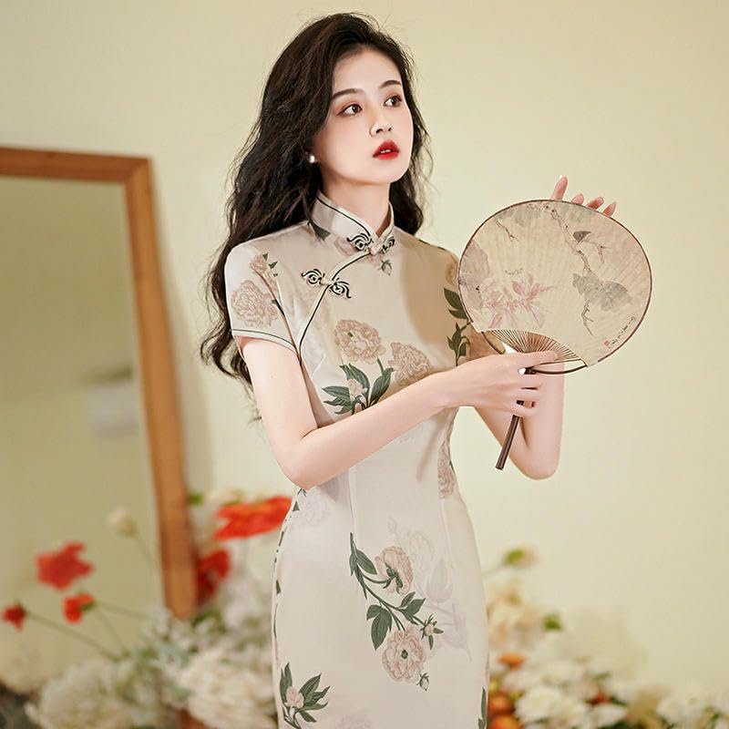 Robe d'été pour femme style chinois Cheongsam à manches courtes JYHBHMZG - 2