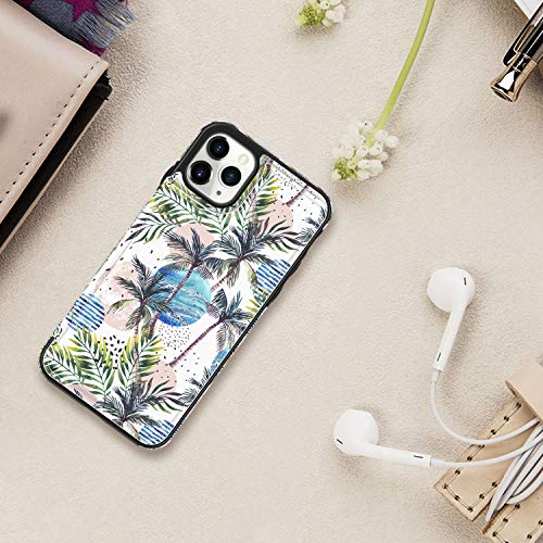 Leto Iphone 12 Pro Max Case,Luxury Flip Folio Leather Wallet Case Cover With Fashion Designs For Girls Women,Card Slots Kickstand,Protective Phone Case For Iphone 12 Pro Max 6.7" Coconut Trees #TOP6