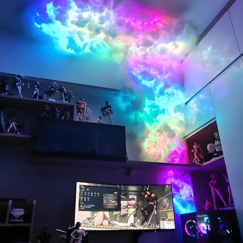HJDSUDU Luces LED de Nube, lámpara RGB de Nube de truenos, luz de Techo para Sala de Juegos, luz LED de Nube de truenos 3D, Luces de Nube Creativas DIY, para Sala de Juegos, Fiesta,32.8FT