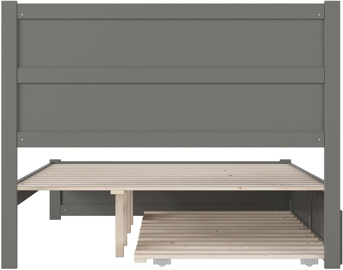 HomeStock Queen Platform Bed with Matching Footboard & Twin XL Trundle in Grey