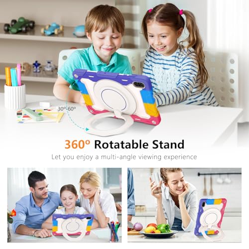 ROISKIN Case for Honor Pad X8a 11 Inch 2024 with HD Screen Protector & Shoulder Strap & Pencil Holder,Heavy Duty Shockproof Military Honor Pad X8a Case,Rotating Stand Case for Kids,Pink