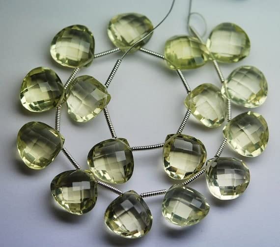 Quartz Citron Naturel AAA Coeurs Facettés 12mm pour Bijoux d'Exception