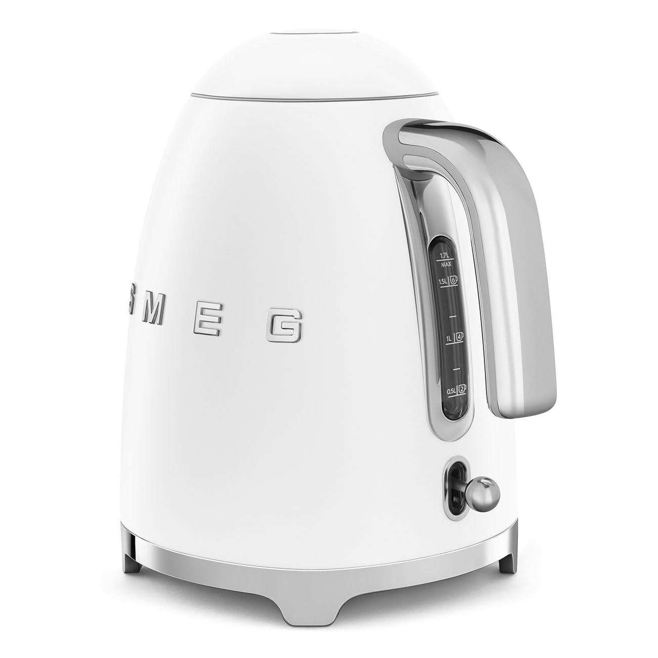 SMEG 50's Retro Style 7 Cup Electric Water Kettle with Automatic Shutoff, Removable Base, and Water Indicator, KLF03WHUS, White