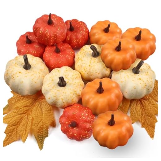 25+ Charming Fall Farmhouse Decor Ideas for Your Home 4 LZNPA 16PCS Artificial Mini Fake Pumpkins Set,Foam Plastic Pumpkins with Fall Leaves,Carvable DIY Small White Craft Pumpkins Decor for Thanksgiving Halloween Home Fall Porch Table Decor