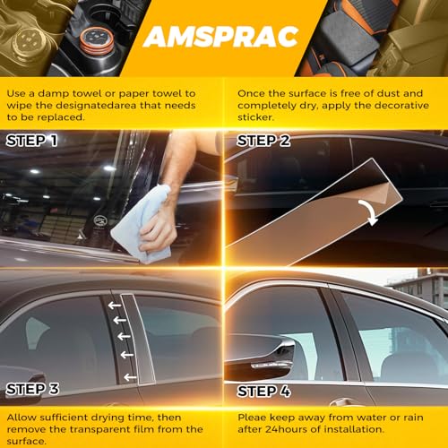 image for AMSPRAC Car Door Window Pillar Posts Trim,Outer Pillar Post Panel Cove