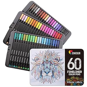 60 Fineliners Pens – 60 unieke kleuren (zonder duplicaten) – 0,4 mm fijne tip viltstiften – inkt op waterbasis – perfect…