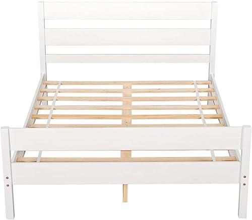 Miniatura 46 de Cama de plataforma de madera con cabecera y estribo, soporte de listones de madera resistente, no requiere somier, montaje simple para niños, niñas,