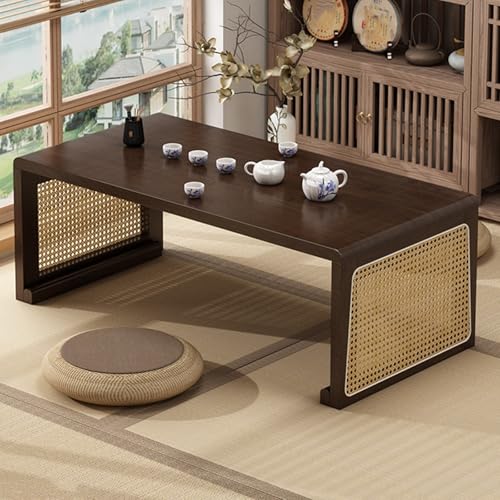 Table basse japonaise bois massif rotin pliable petit espace table basse basse