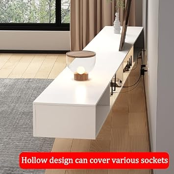 Floating TV Stand with Storage Drawers White TV Floating Console Wall Mounted TV Cabinet With Glass Flip Down Door Floating Entertainment Center Storage Cabinet for Bedroom.(Style2,180x30x20