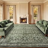 9x12 Area Rugs for Living Room, Green Washable Non-Slip Large Carpet