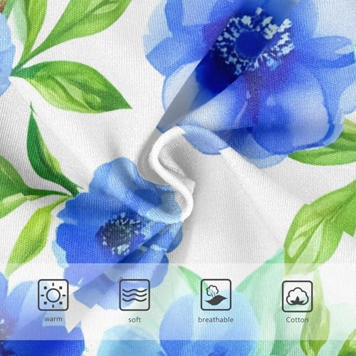 Delicate Blue Flowers Leaves Girl Panties Cute Toddler Underwear Custom Cotton Artistic Briefs Kids Undies 2t3