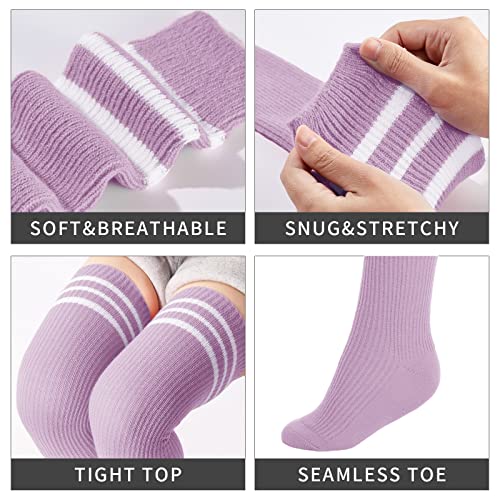 Image of Abodhu Womens Thigh High Socks, Over Knee Socks for Women, Striped Knit Long Tall Stockings, Cosplay Casual Socks