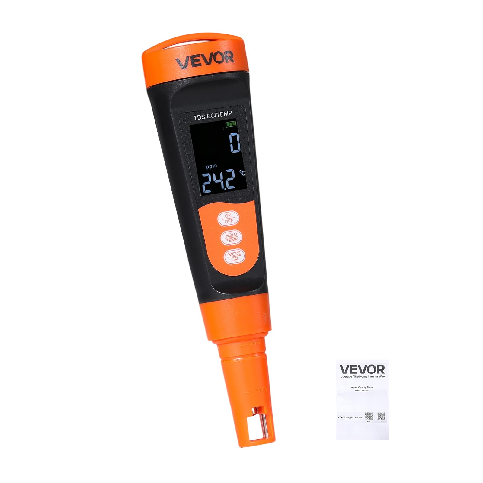VEVOR Tester TDS, multiparametryczny pomiar EC/TDS 0-9990 str./min, cyfrowy tester jakości wody z ATC i przezroczystym wyświetlaczem VA, do wody pitnej, akwarium, basenu i hydroponiki, przenośny