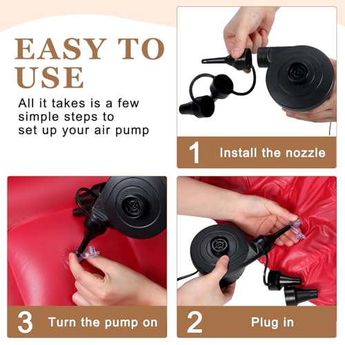 Image of Realspring 6 Pcs Inflatable Bean Bag Chair, Air Pump,Red