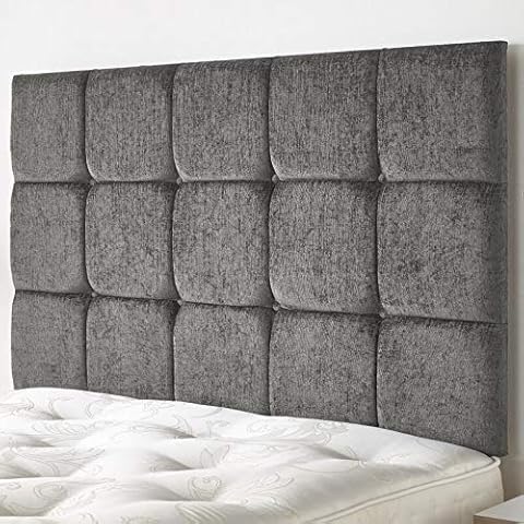 Kids Cube Headboard for Divan Bed Bedroom Decor Furniture Chenille (Charcoal, Super King 6 FEET, Height 36 INCHES) Cover