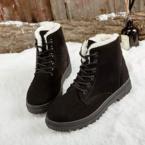 DADAWEN Women's Suede Waterproof Lace Up Winter High Top Snow Boots4