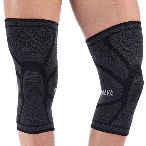 Mava Sports Knee Compression Sleeve Support (Black, Medium) with Mava Sports Elbow Brace Compression Sleeve (Black, Medium)