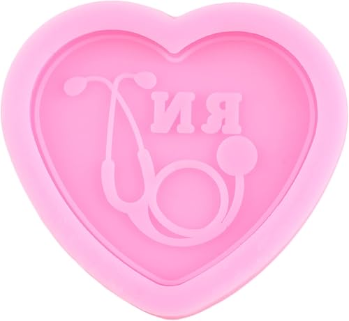 Miniatura 6 de Molde para llavero de silicona para camisa de enfermera, estetoscopio de corazón, molde de fundición con tema de médico, moldes de resina con