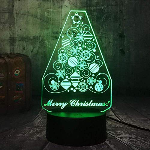 Preisvergleich Produktbild 3D-LED-Lampe Nachtlicht Schneeflocke Weihnachtsbaum-Optischer Nachttisch Nachtlichter Leuchtende Kinderlampe 16 Farbwechsel Fernbedienung USB-Kabel Dekoration Schreibtischlampen Weihnachtsgeburtstag