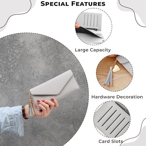 Image of Kraptick Women's Wallet -Stylish and Compact Purse Clutch Wallet for Women, Stylish Card Coin Holder, Debit Card Holder, Money Organizer and Travel Wallet for Women with 12 Slots (Light Gray)