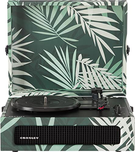 Image of Crosley CR8017B-BO Voyager Vintage Portable Vinyl Record Player Turntable with Bluetooth in /Out and Built-in Speakers, Botanical