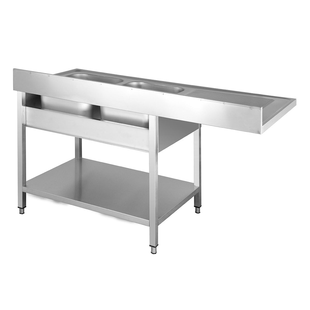 GastroHero Plonge passage lave-vaisselle Basic 16x6 avec 2 bacs à droite | CHR Fournitures de la restauration