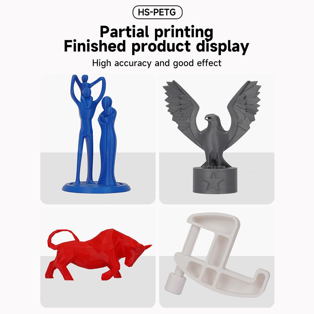 Filamento di stampa 3D PETG ad alta velocità 1,75 mm, 1 kg (2,2 libbre) di bobina, ± 0,02 mm di precisione, nero, per la maggior parte delle stampanti 3D FDM, per hobbisti, (Grigio)