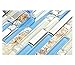 Blujellyfish Beach Style Tile Real Seashell Inside Blue Cream White Brushed Steel Art Mosaic Kitchen Backsplash Bath Decor (Pack of 5 Sheets)