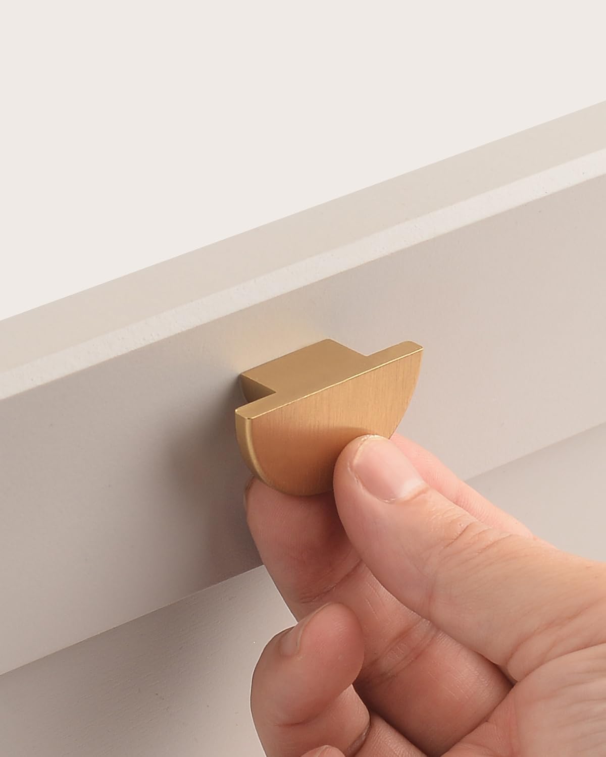 6 Pack Brushed Brass Gold Cabinet Handles Half Moon Knobs Dresser Pulls and Knobs Drawers Small Knob Single Hole Pulls Semi Circle Copper Color